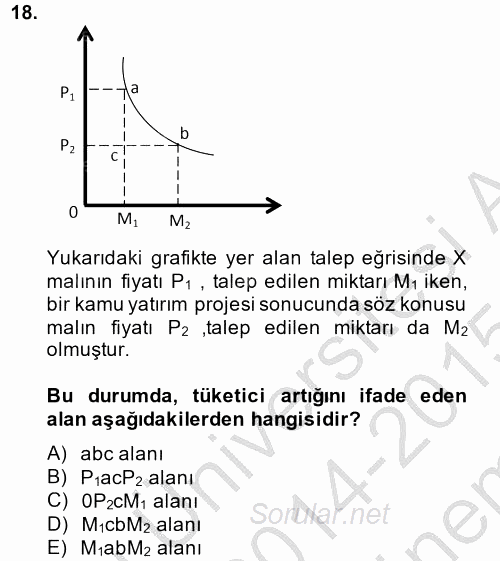 Kamu Ekonomisi 1 2014 - 2015 Dönem Sonu Sınavı 18.Soru