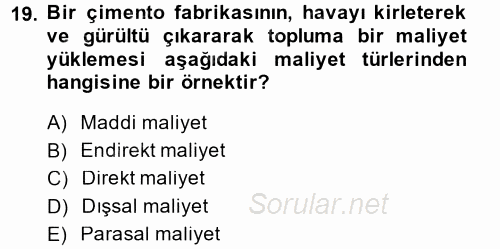 Kamu Ekonomisi 1 2014 - 2015 Dönem Sonu Sınavı 19.Soru