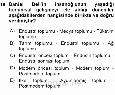 Küreselleşme ve Kültürlerarası İletişim 2015 - 2016 Dönem Sonu Sınavı 19.Soru