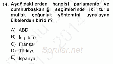 Anayasa 2 2013 - 2014 Ara Sınavı 14.Soru