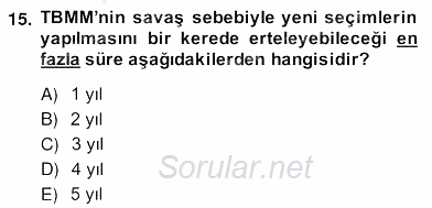 Anayasa 2 2013 - 2014 Ara Sınavı 15.Soru