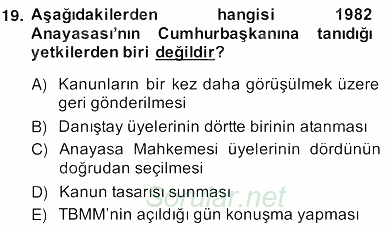 Anayasa 2 2013 - 2014 Ara Sınavı 19.Soru