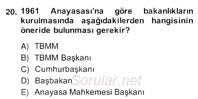 Anayasa 2 2013 - 2014 Ara Sınavı 20.Soru