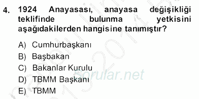Anayasa 2 2013 - 2014 Ara Sınavı 4.Soru