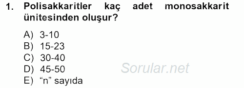 Gıda Bilimi ve Teknolojisi 2012 - 2013 Ara Sınavı 1.Soru