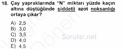 Gıda Bilimi ve Teknolojisi 2012 - 2013 Ara Sınavı 18.Soru