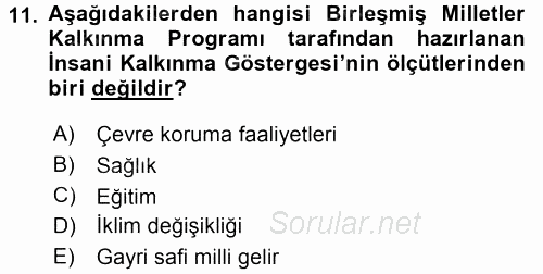 Çevre Sorunları ve Politikaları 2017 - 2018 Dönem Sonu Sınavı 11.Soru
