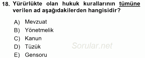 Çevre Sorunları ve Politikaları 2017 - 2018 Dönem Sonu Sınavı 18.Soru