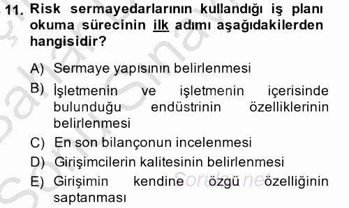 Girişimcilik 2014 - 2015 Dönem Sonu Sınavı 11.Soru Girişimcilik 2014 - 2015 Dönem Sonu Sınavı 11.Soru