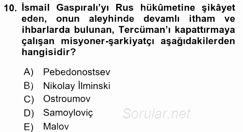 Çağdaş Türk Edebiyatları 1 2016 - 2017 3 Ders Sınavı 10.Soru