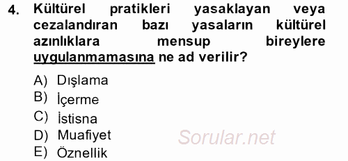 Küreselleşme ve Kültürlerarası İletişim 2014 - 2015 Tek Ders Sınavı 4.Soru