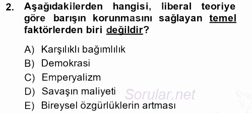 Uluslararası İlişkiler Kuramları 1 2013 - 2014 Dönem Sonu Sınavı 2.Soru