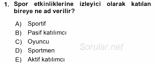 Spor Ekonomisi 2016 - 2017 Dönem Sonu Sınavı 1.Soru