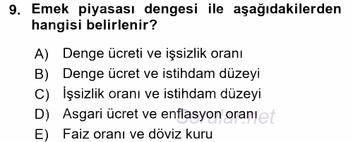 Spor Ekonomisi 2016 - 2017 Dönem Sonu Sınavı 9.Soru