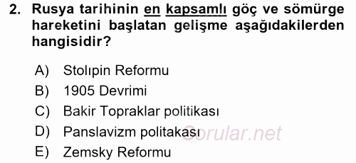 Çağdaş Türk Dünyası 2017 - 2018 Ara Sınavı 2.Soru