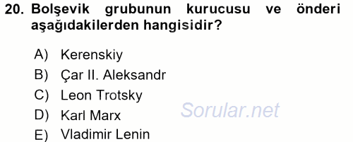 Çağdaş Türk Dünyası 2017 - 2018 Ara Sınavı 20.Soru