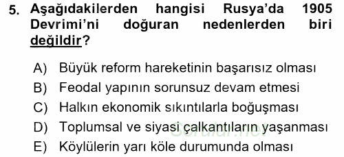 Çağdaş Türk Dünyası 2017 - 2018 Ara Sınavı 5.Soru
