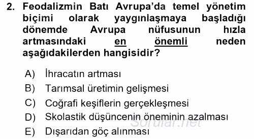 Siyasi Tarih 1 2017 - 2018 3 Ders Sınavı 2.Soru