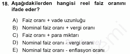 İktisada Giriş 2 2016 - 2017 Ara Sınavı 18.Soru