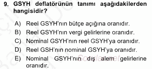 İktisada Giriş 2 2016 - 2017 Ara Sınavı 9.Soru