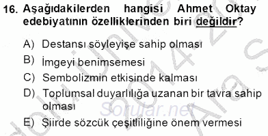 Cumhuriyet Dönemi Türk Şiiri 2014 - 2015 Ara Sınavı 16.Soru