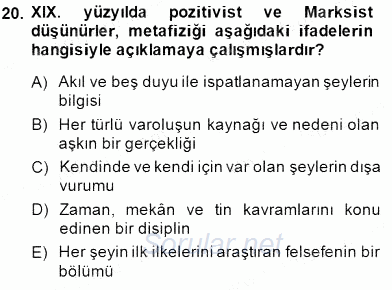 Cumhuriyet Dönemi Türk Şiiri 2014 - 2015 Ara Sınavı 20.Soru