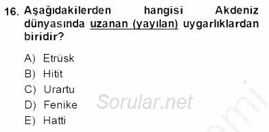 Akdeniz Uygarlıkları Sanatı 2014 - 2015 Ara Sınavı 16.Soru