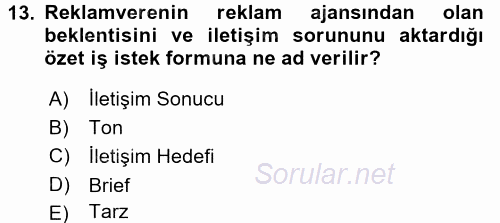 Fotoğraf ve Video Proje Geliştirme 2015 - 2016 Tek Ders Sınavı 13.Soru