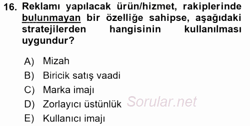 Fotoğraf ve Video Proje Geliştirme 2015 - 2016 Tek Ders Sınavı 16.Soru