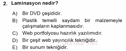 Fotoğraf ve Video Proje Geliştirme 2015 - 2016 Tek Ders Sınavı 2.Soru