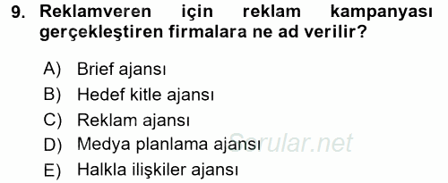 Fotoğraf ve Video Proje Geliştirme 2015 - 2016 Tek Ders Sınavı 9.Soru