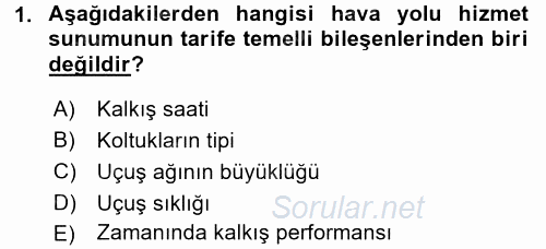 Ulaştırma Sistemleri 2017 - 2018 Dönem Sonu Sınavı 1.Soru