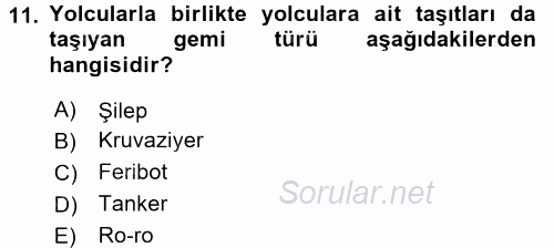 Ulaştırma Sistemleri 2017 - 2018 Dönem Sonu Sınavı 11.Soru