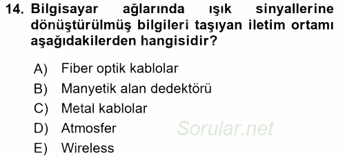 Ulaştırma Sistemleri 2017 - 2018 Dönem Sonu Sınavı 14.Soru