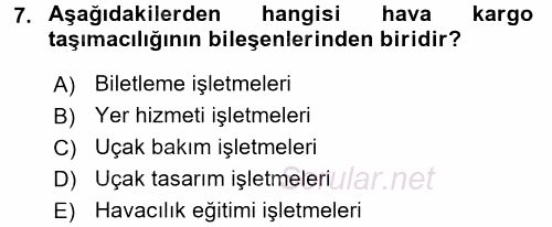 Ulaştırma Sistemleri 2017 - 2018 Dönem Sonu Sınavı 7.Soru
