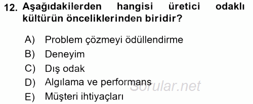 Müşteri İlişkileri Yönetimi 2015 - 2016 Tek Ders Sınavı 12.Soru