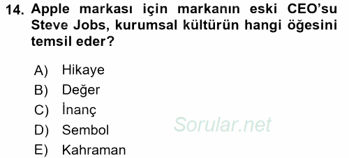 Müşteri İlişkileri Yönetimi 2015 - 2016 Tek Ders Sınavı 14.Soru