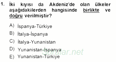 Akdeniz Uygarlıkları Sanatı 2014 - 2015 Dönem Sonu Sınavı 1.Soru