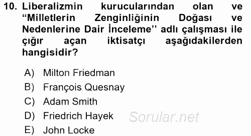 Uluslararası Ekonomi Politik 2015 - 2016 Ara Sınavı 10.Soru