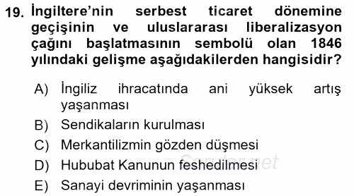 Uluslararası Ekonomi Politik 2015 - 2016 Ara Sınavı 19.Soru