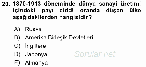 Uluslararası Ekonomi Politik 2015 - 2016 Ara Sınavı 20.Soru