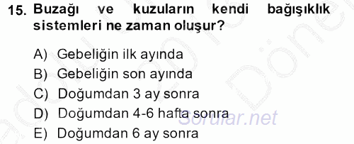 Doğum Bilgisi ve Suni Tohumlama 2013 - 2014 Dönem Sonu Sınavı 15.Soru