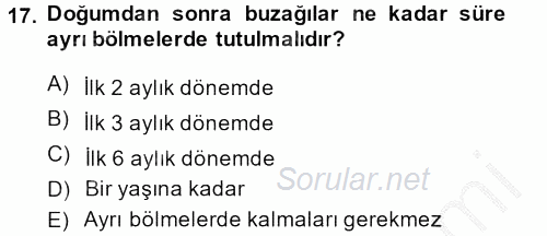 Doğum Bilgisi ve Suni Tohumlama 2013 - 2014 Dönem Sonu Sınavı 17.Soru