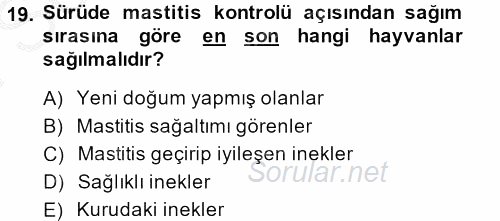 Doğum Bilgisi ve Suni Tohumlama 2013 - 2014 Dönem Sonu Sınavı 19.Soru
