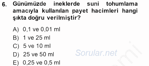 Doğum Bilgisi ve Suni Tohumlama 2013 - 2014 Dönem Sonu Sınavı 6.Soru