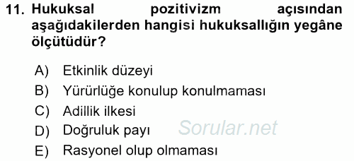 Hukuk Sosyolojisi 2016 - 2017 Ara Sınavı 11.Soru