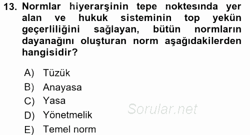 Hukuk Sosyolojisi 2016 - 2017 Ara Sınavı 13.Soru