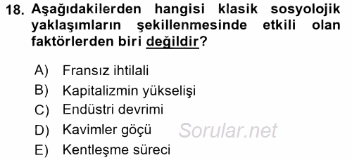 Hukuk Sosyolojisi 2016 - 2017 Ara Sınavı 18.Soru