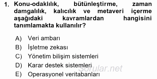 İşletme Analitiği 2016 - 2017 Ara Sınavı 1.Soru