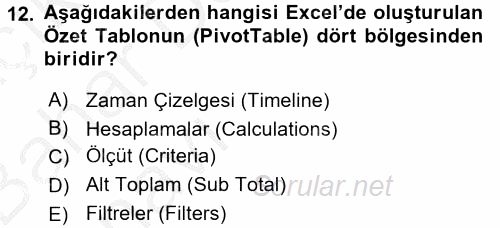 İşletme Analitiği 2016 - 2017 Ara Sınavı 12.Soru